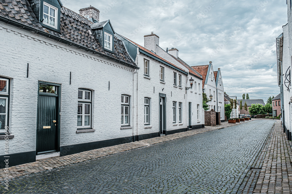 Streets in the historic city of Thorn in Limburg, the Netherlands. Known for its white houses.