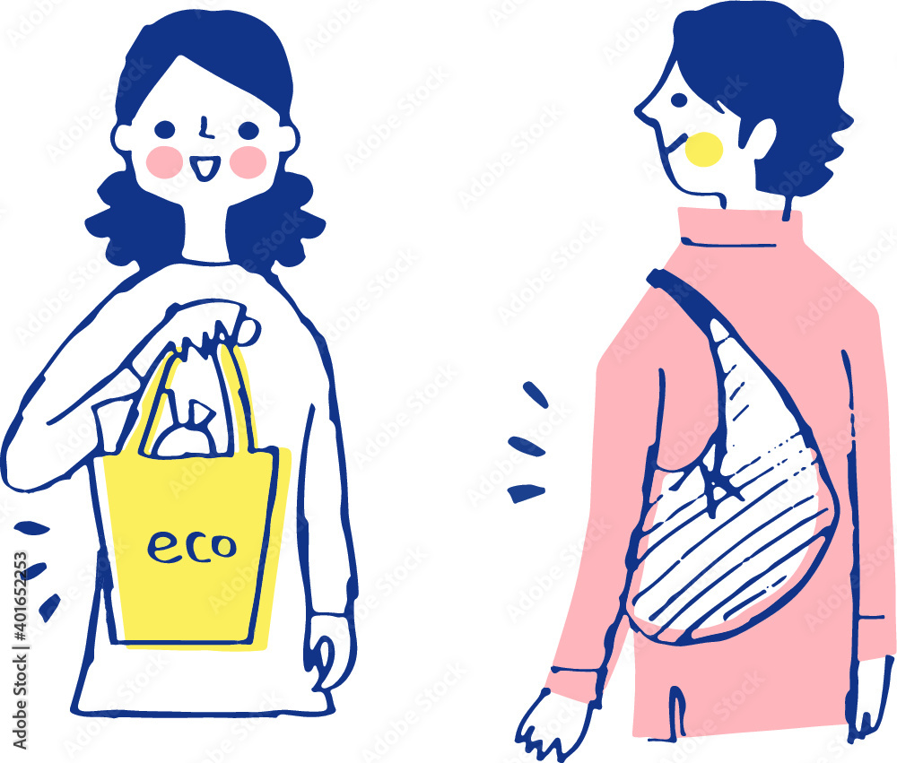 Obraz premium エコバッグを持つ男性と女性