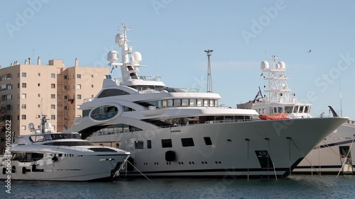 Luxury yachts in port vell harbour, barcelona spain