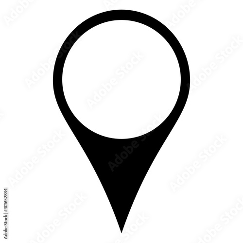 Black map pointer icon isolated on white