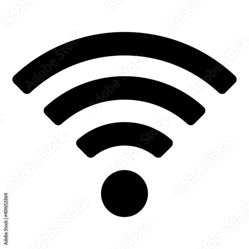 Black wireless network icon wifi isolated on white