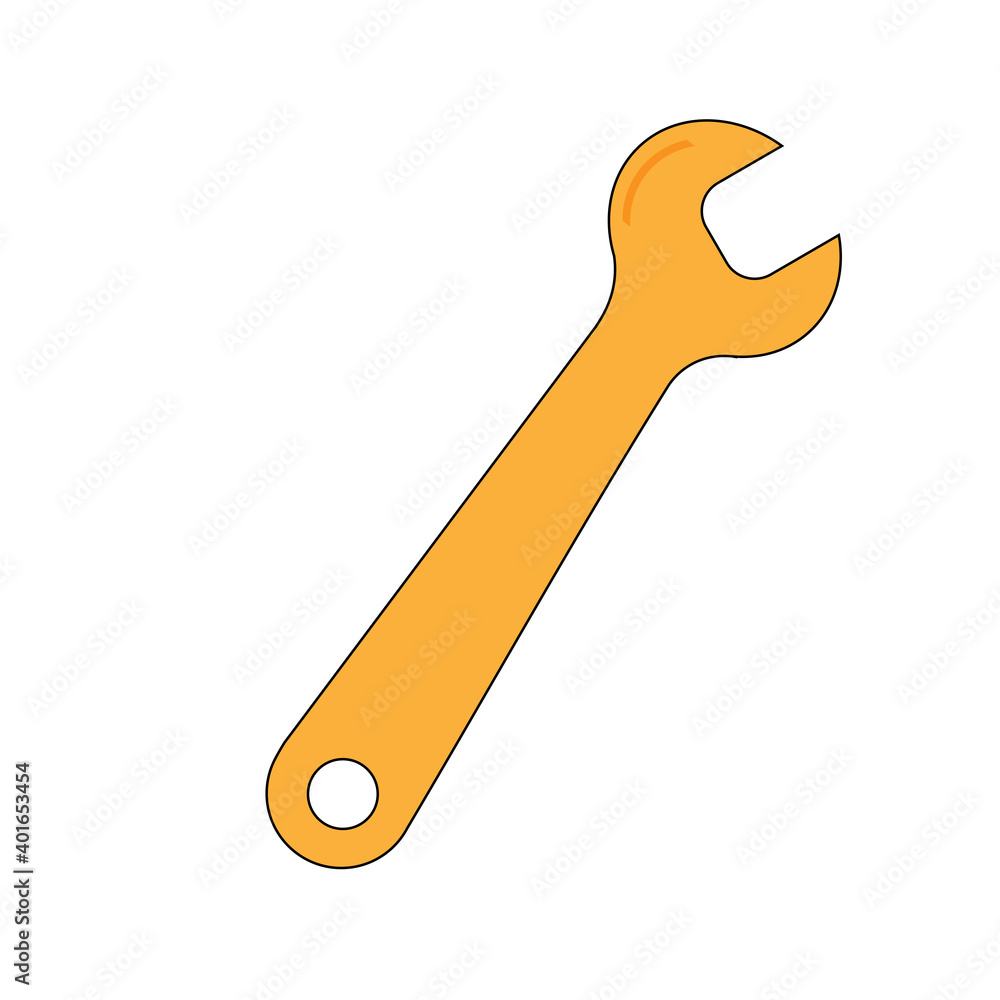 Simple illustration of spanner icon for apps and websites Concept of work tool