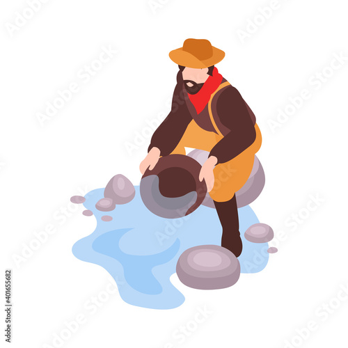 Isometric Gold Mining Rush Illustration