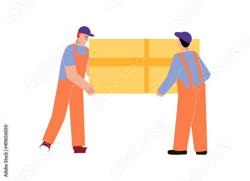 Workers With Box Illustration