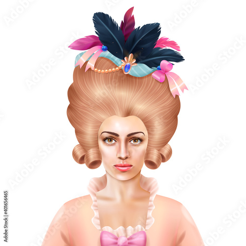 Rococo Realistic Woman Image