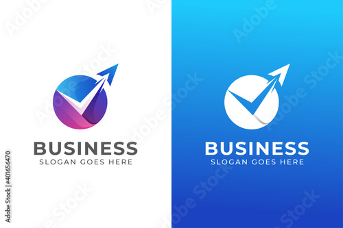 modern color agency travel check business logo. transport, logistics delivery logo design with two versions