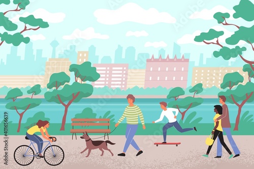 Embankment Of City Park Flat Background