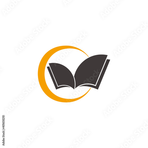 moon circle books design educative symbol logo vector