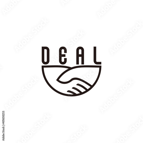 hand shake simple geometric thin line deal text symbol vector