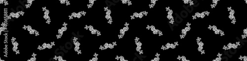 Punk rock snake monochrome vector seamless border. Simple alternative banner. Kids emo rocker cute hand drawn cartoon grungy tattoo with attitude motif. 