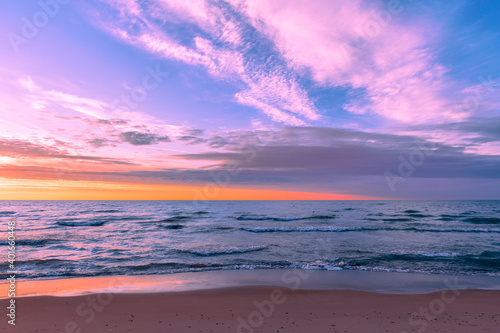 Sunset over Lake Michigan from Silver Beach in St. Joseph, Michigan © gnagel