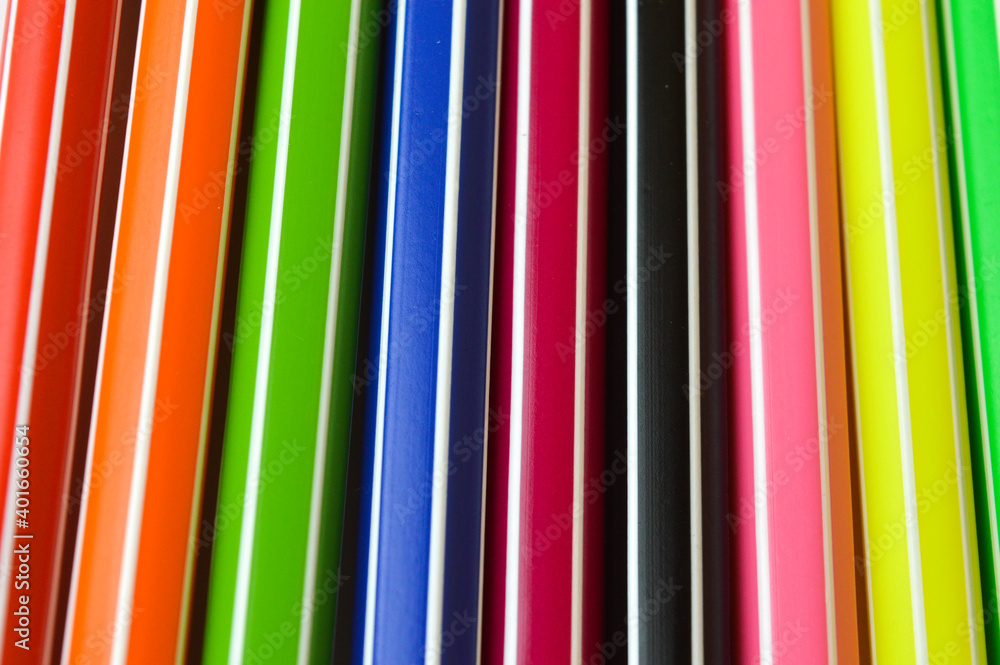 Obraz premium Color pencils in a row. Education concept. 
