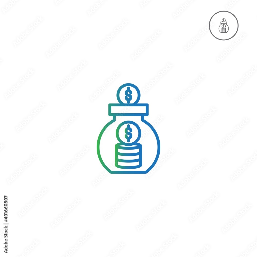 savings gradient outline Icon. bank and financial vector illustration on white background savings gradient outline Icon. bank and financial vector illustration on white background