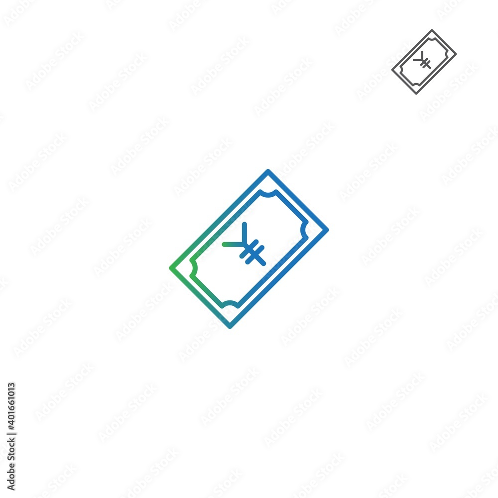 yen gradient outline Icon. bank and financial vector illustration on white background yen gradient outline Icon. bank and financial vector illustration on white background