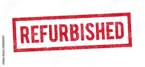Vector illustration of the word Refurbished in red ink stamp