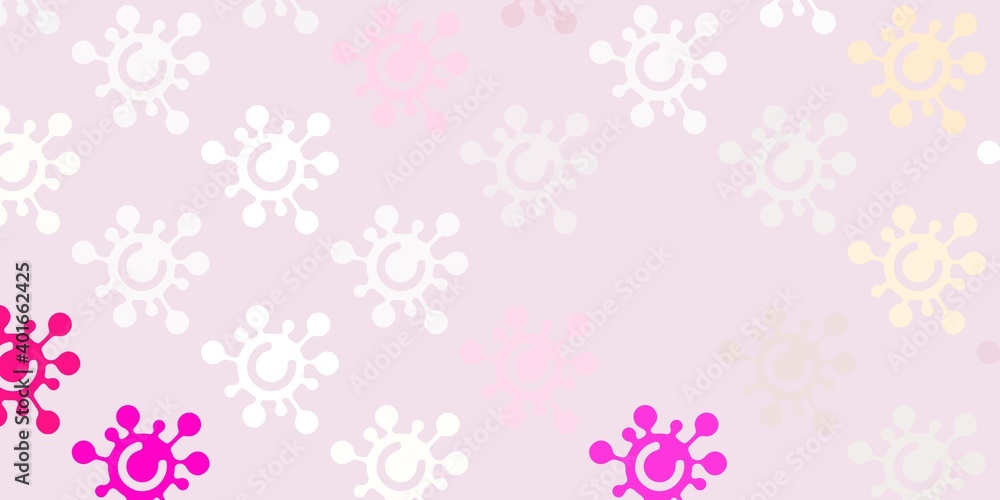 Light Pink vector background with covid-19 symbols.