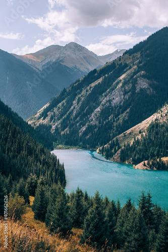 View of Lake Kolsai in autumn (zoom)