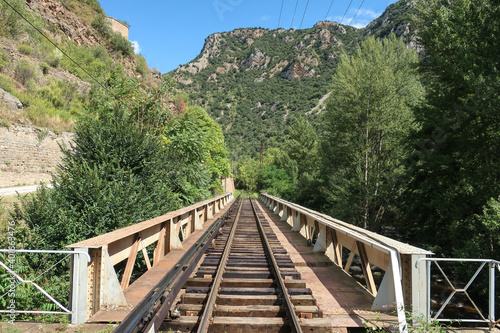 Railway Track on Bridge in Frence Pyrenees