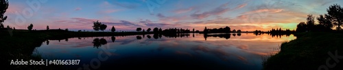 beautiful sunrise on the autumn lake