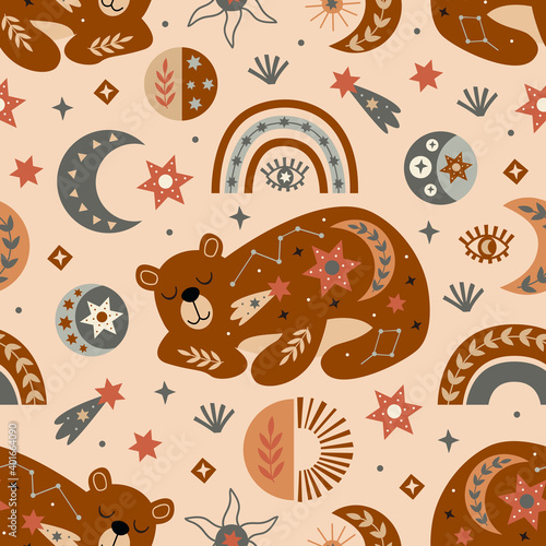 seamless pattern with celestial bear
