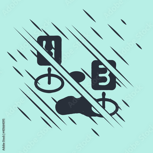 Black Marker of crime scene icon isolated on green background. Glitch style. Vector.