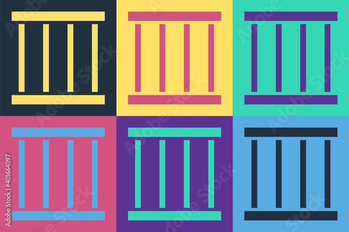 Pop art Prison window icon isolated on color background. Vector.