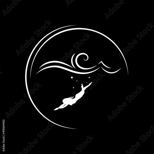 Icon of the sea on black background.