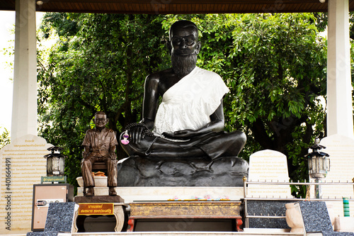Jivaka Komarabhacca or Kumarabh   ta buddhism doctor statue Thewalai shrine for thai people and foreign travelers travel visit respect praying at Singburi city on October 19  2020 in Sing Buri  Thailand
