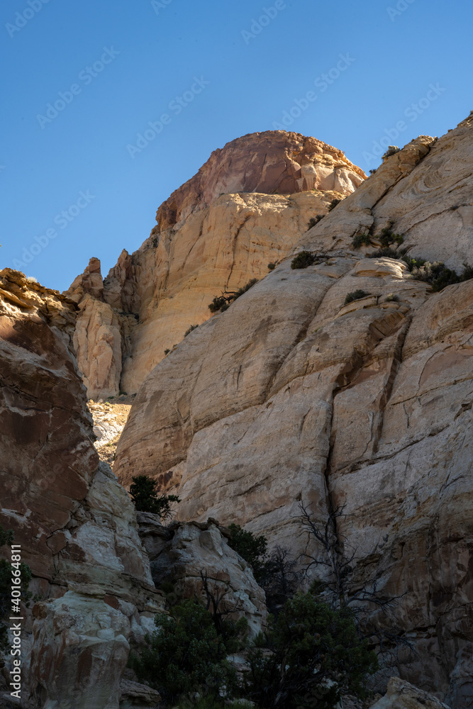 Trail Runs Underneath Tall White Cliffs