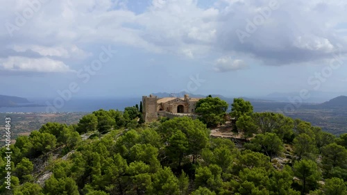 Wallpaper Mural Aerial view, flight at Santuari de la Mare de Déu del Puig,Pollença ,Tramuntana Mountains, Mallorca, Balearic Islands, Spain. Torontodigital.ca