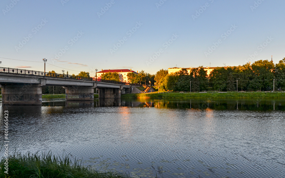 Central Bridge over Lovat river in Velikiye luki, Pskov region, Russia Central Bridge over Lovat river in Velikiye luki, Pskov region, Russia
