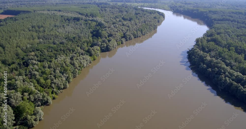 Aerial photo of the Drava River in the lower course Aerial photo of the Drava River in the lower course