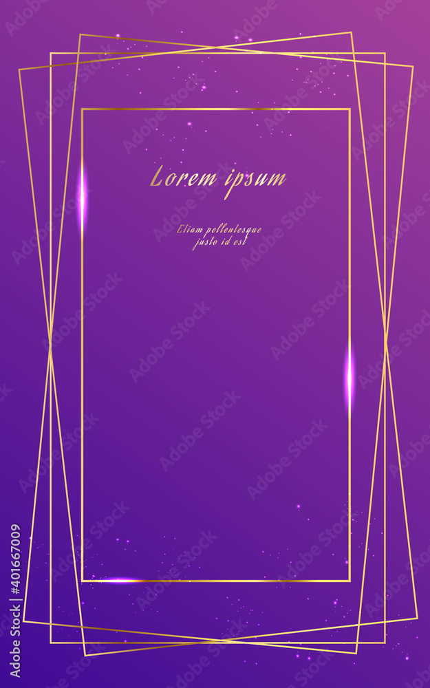 Wedding invitation purple gradient and with gold frame on dark blue  background. Template for congratulations, cards, posters with place for  text. Stock Vector | Adobe Stock