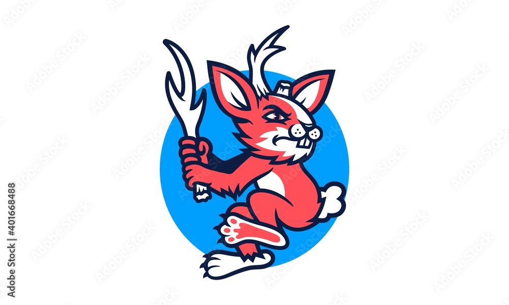 Obraz premium Jackalope Baseball Mascot Vector Illustration