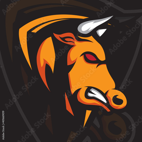 Bull  Mascot logo. Bull logo for esport team game. Bull logo for team game.