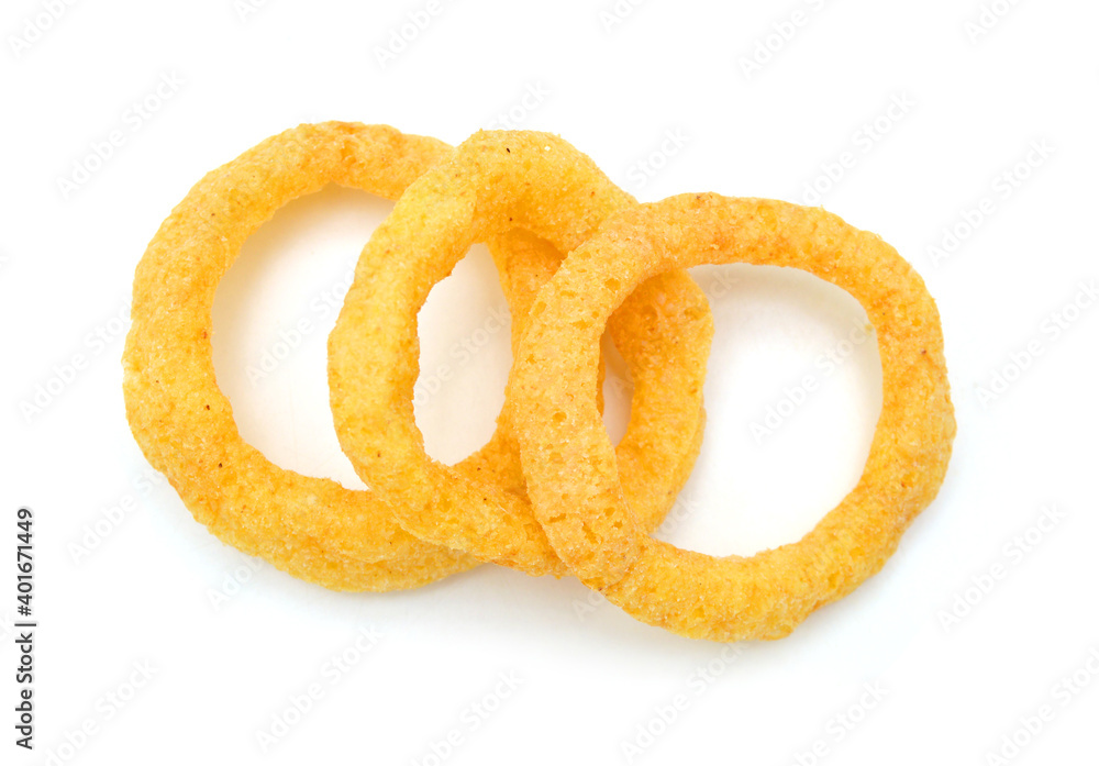 Onion rings isolated on white background Onion rings isolated on white background