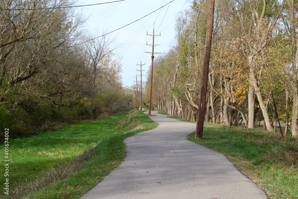 The winding sidewalk in the countryside park. The winding sidewalk in the countryside park.