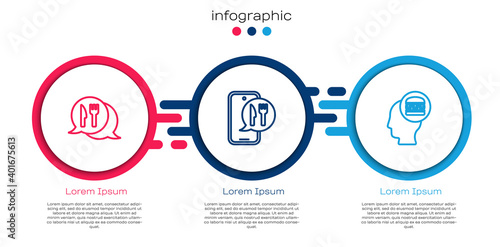 Set line Cafe and restaurant location, Online ordering delivery and . Business infographic template. Vector.
