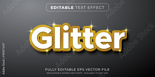 Editable text effect in gold glitter style