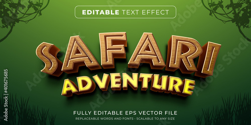 Editable text effect in safari game style photo