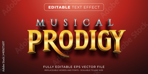Editable text effect in gold and silver prodigy style