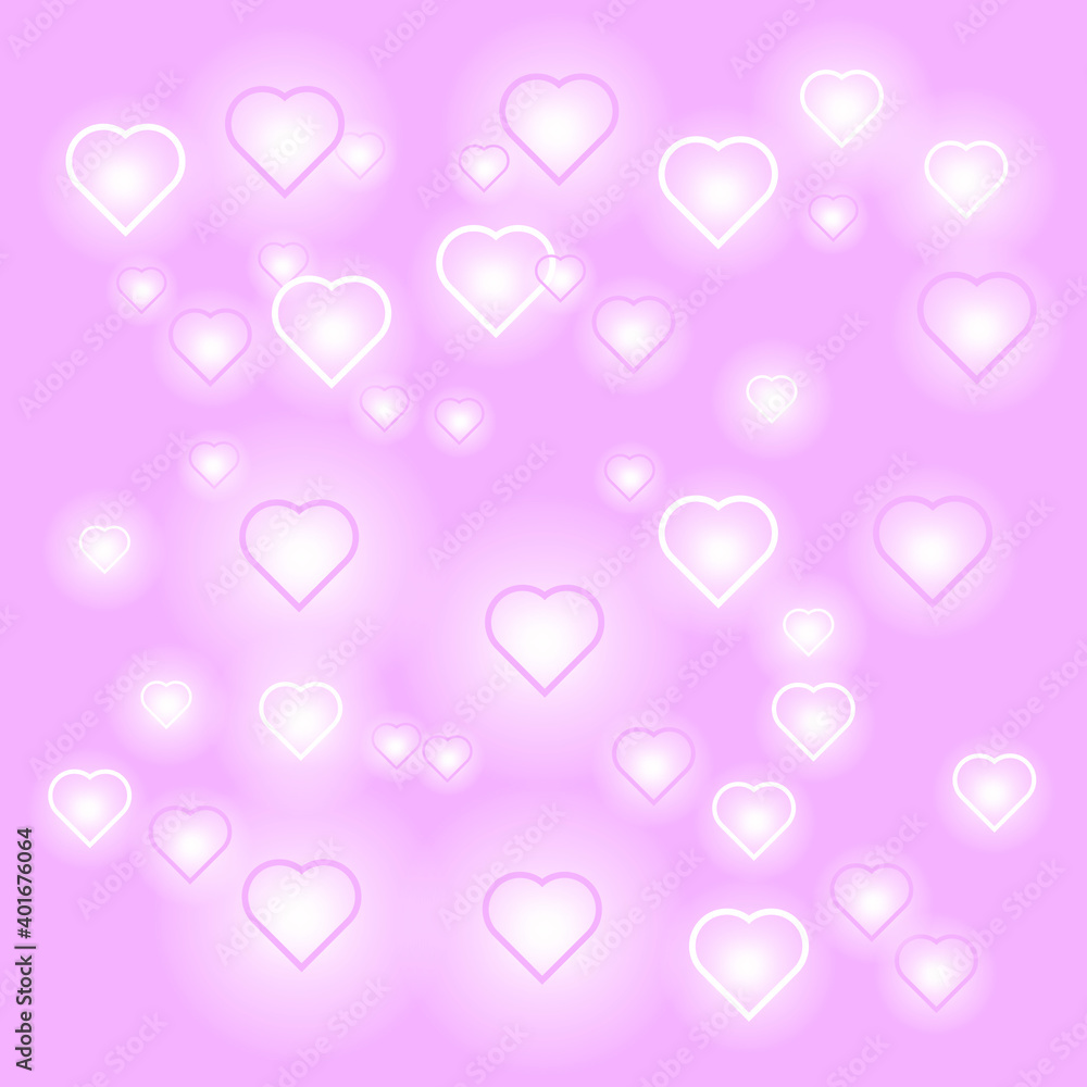 Valentine's day background with hearts. Flying glowing hearts on a pink background. Romantic banner. Valentine's day background with hearts. Flying glowing hearts on a pink background. Romantic banner.