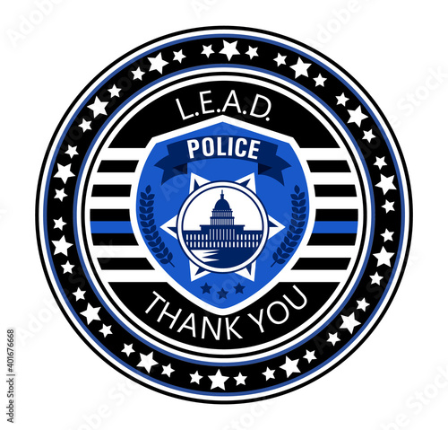 Law Enforcement Appreciation Day is celebrated in USA on January 9th each year. Police department badge, sheriff shield is shown. Flat vector with for flyer, web, banner, emblem