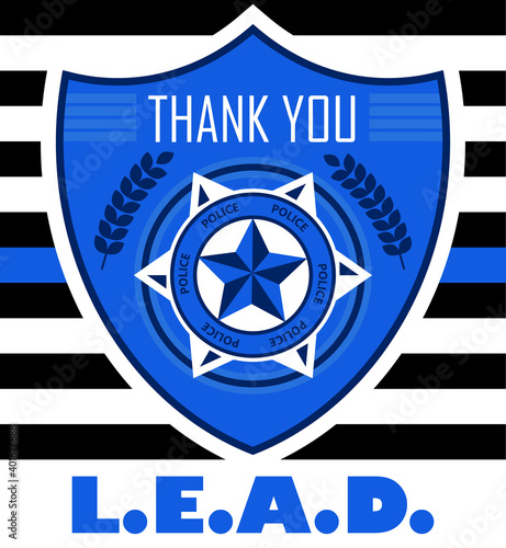 Law Enforcement Appreciation Day is celebrated in USA on January 9th each year. Police department badge, sheriff shield is shown. Flat vector with for flyer, web, banner, emblem
