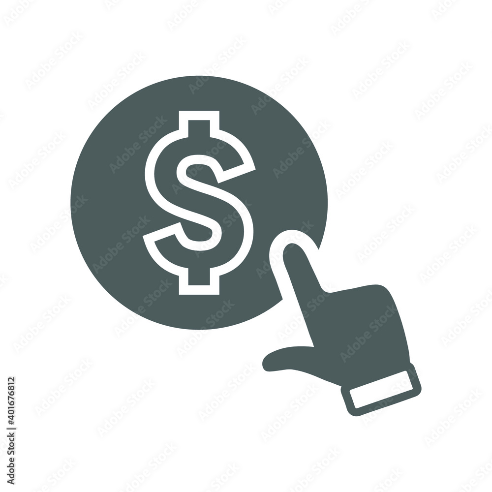 Click, dollar pay per icon. Gray vector graphics Click, dollar pay per icon. Gray vector graphics