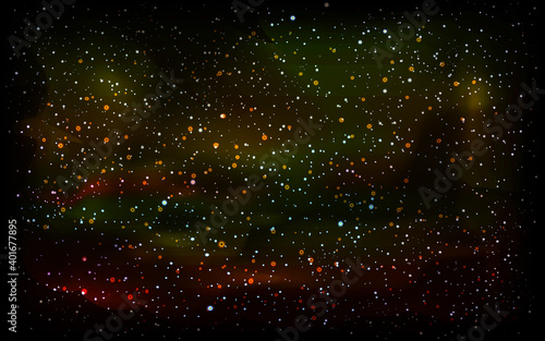 Stars. Vector layout with cosmic stars and planets. Space planets on blurred abstract background. Space background.