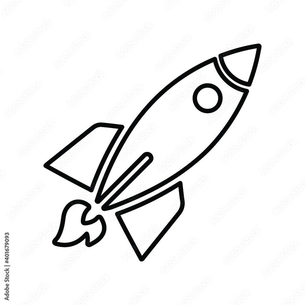 Fly, rocket launch outline icon. Line art design Fly, rocket launch outline icon. Line art design
