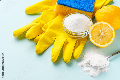 citric acid and soda alternative cleaning concept photo