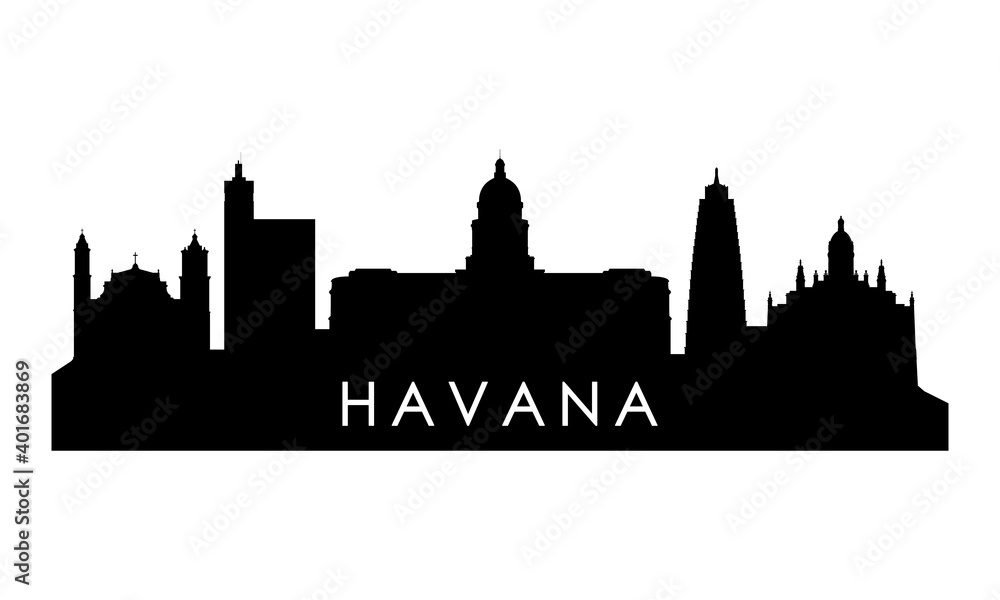 Havana skyline silhouette. Black Havana city design isolated on white background.