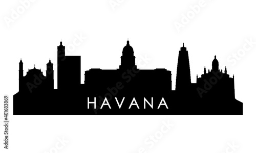 Havana skyline silhouette. Black Havana city design isolated on white background.